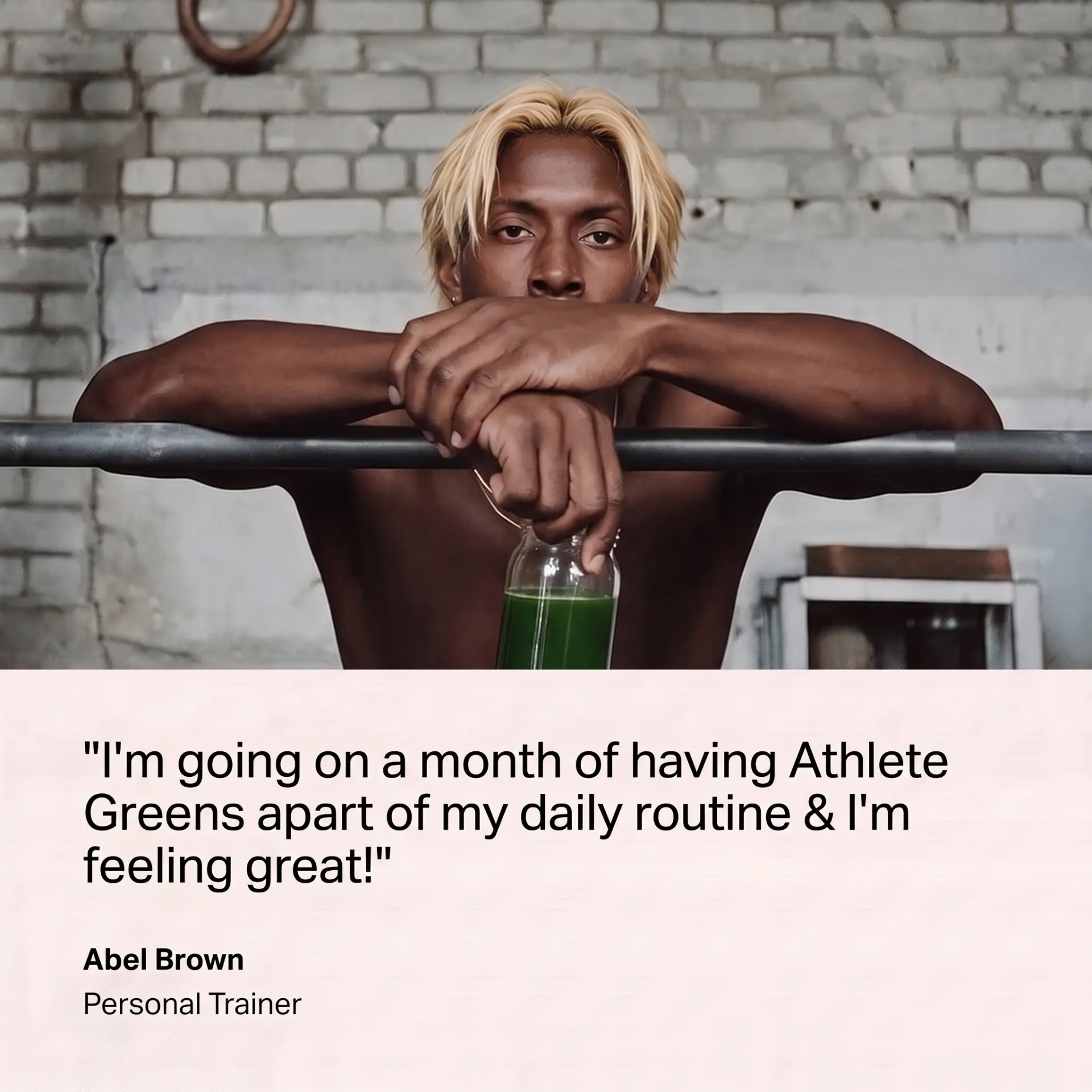 Abel Brown, Personal Trainer, with Athlete Reset Greens